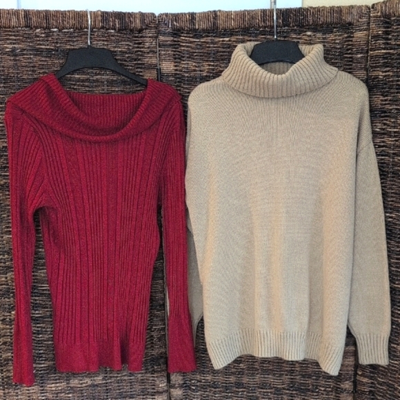 Sophisticated Sweater Bundle x2 Cableknit Metallic Classy Holiday New Year's Eve - Picture 11 of 12